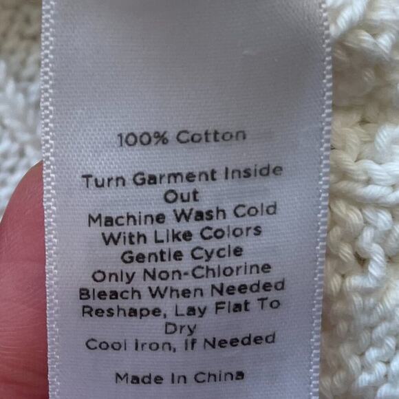 Talbots Neutral/Ivory Cotton Cable Knit Boat / Bateau Neck Sweater, Size MP - Picture 8 of 11